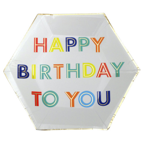 Plato Hexagonal Happy Birthday 25 cms c/8