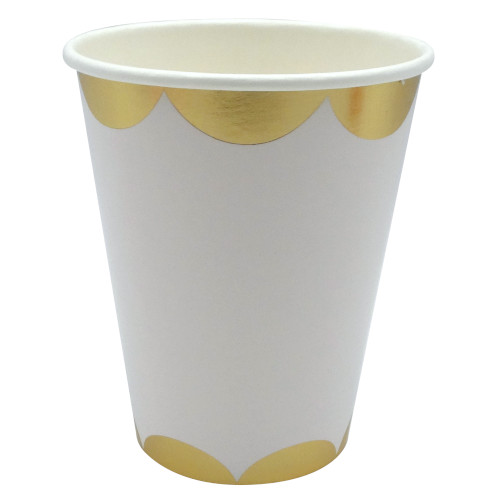 Vaso Cartón Orilla Oro c/8
