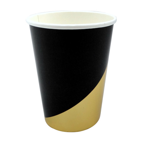 Vaso Cartón Negro- Oro c/8